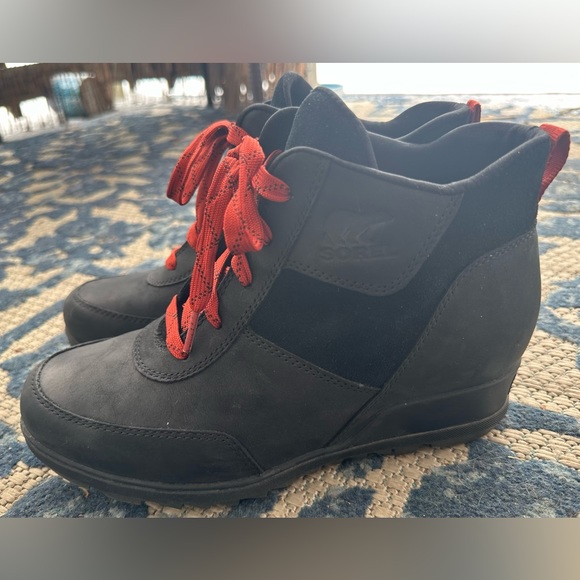 SOREL Evie Sport Lace wedge bootie Black 8.5 - Picture 3 of 9